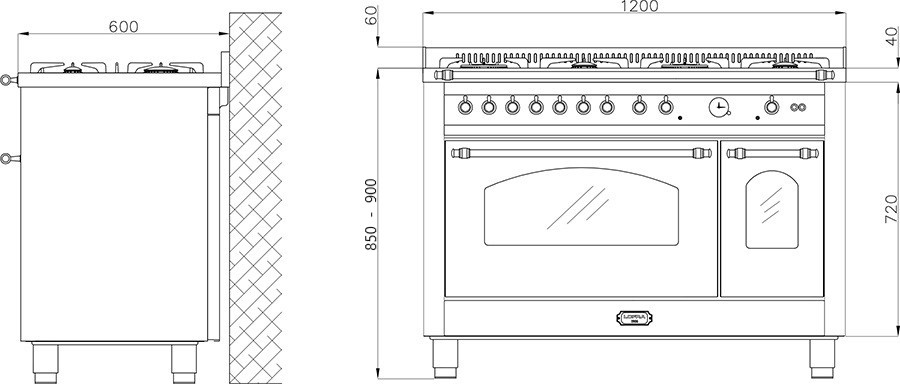 Lofra - 3979€ - RBPD 126 MFT+E/2AEO - weiß - Messing / Gas - Elektro- Herd mit Doppelbackofen - 120 cm breit – Bild 3