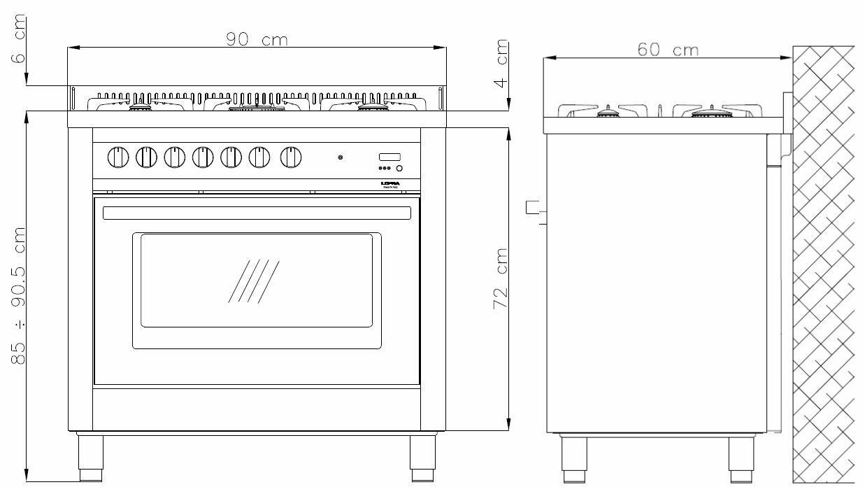 LOFRA - 2379€ - DOLCEVITA - SINGLE OVEN 90 cm - RBIG 96 MFT / CI - IVORY - Messing Finish – Bild 6