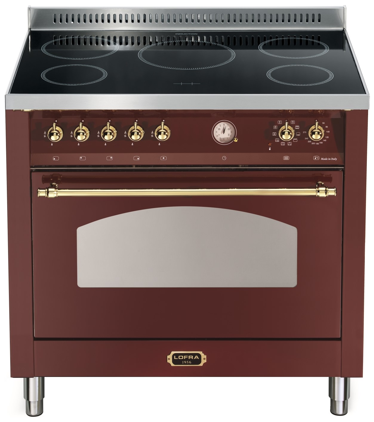 LOFRA - 3259€ - DOLCEVITA INDUKTION - SINGLE OVEN 90cm - RRG 96 MFT/ 5 I - Burgundy Messing Finish