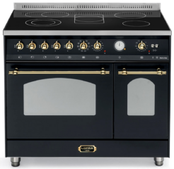 LOFRA - 3399€ - DOLCEVITA - GLASKERAMIK DOUBLE OVEN 90 cm - RNMD 96 MFTE / 5 V Black Messing Finish