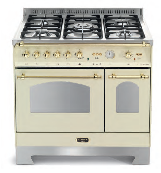 LOFRA - 2699€ - DOLCEVITA - GAS - DOUBLE OVEN 90 cm - RBID 96 GVGTE/ CI - IVORY Messing Finish