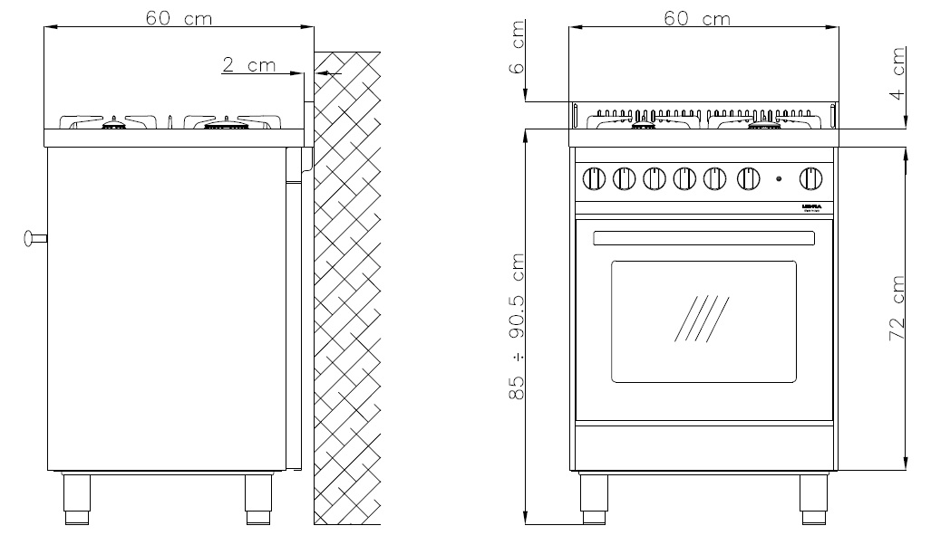 LOFRA - 1289 € - MAXIMA - SINGLE OVEN 60 cm - M 66 MF/ C - Gas / Elektr - INOX – Bild 2
