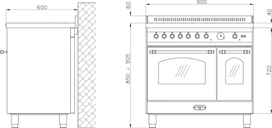 LOFRA - 3699€ - DOLCEVITA INDUKTION - DOUBLE OVEN 90 cm - RNMD 96 MFTE/ 5I - Black Bronze Finish – Bild 4