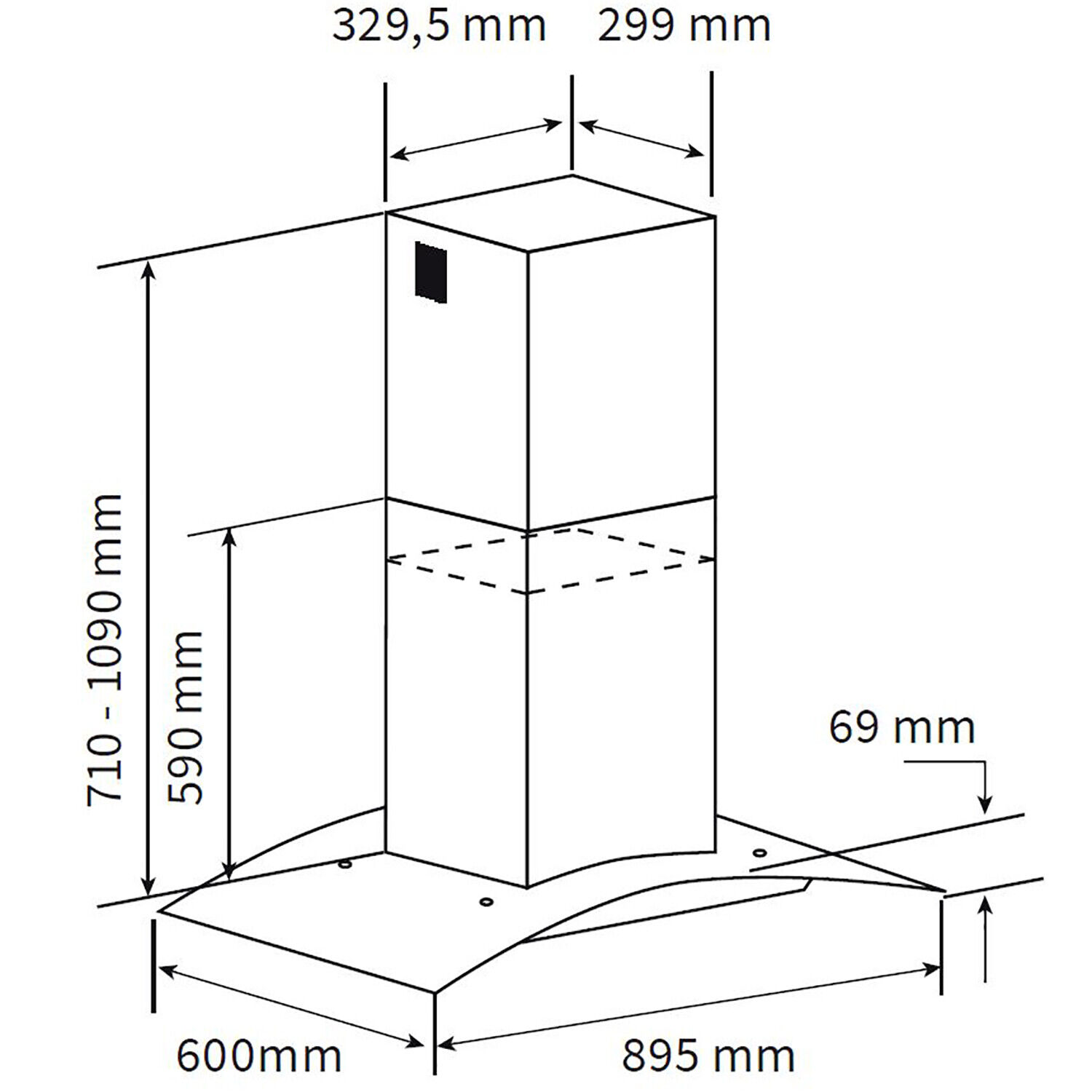 KKT Kolbe - 309€ - Dunstabzugshaube 90cm SINUS-INSEL-HC - Inselhaube – Bild 8