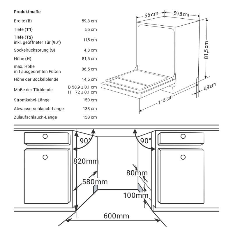 KKT Kolbe - 389€ - DW615VI - 60cm Einbau-Geschirrspüler: Vollintegrierbar – Bild 5