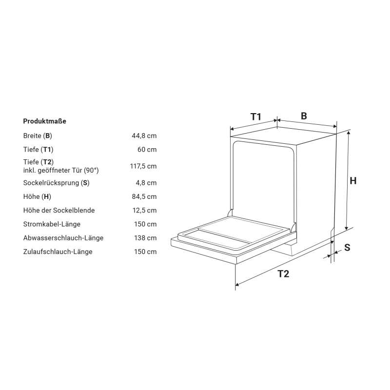 KKT Kolbe - 389€ - DW4505FS - Geschirrspüler Spülmaschine freistehend 45 cm Silber – Bild 5