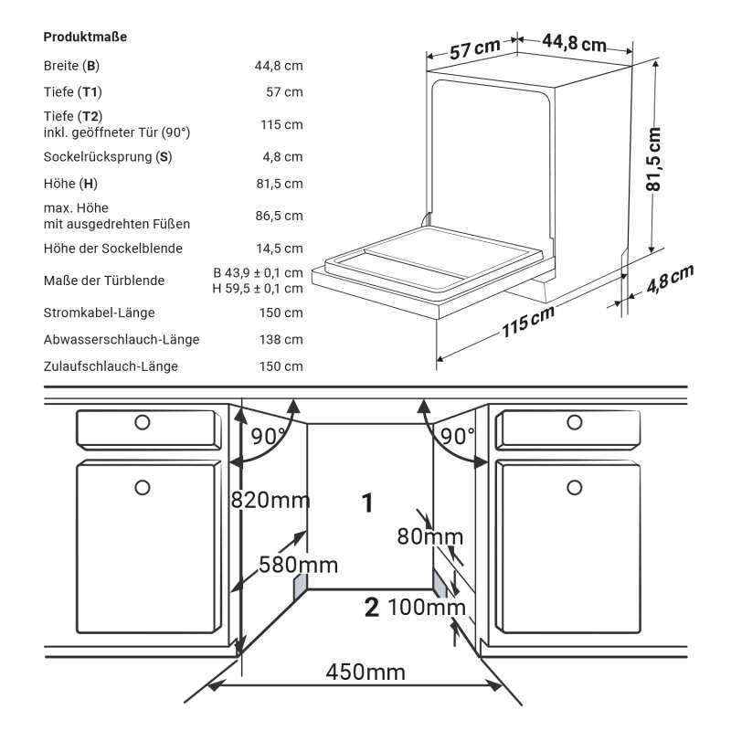 KKT Kolbe - 309€ - DW4504ED - 45cm Einbau-Geschirrspüler, teilintegrierbar – Bild 6