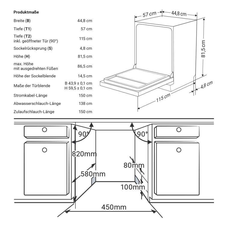 KKT Kolbe - 389€ - DW4505ED - 45cm Einbau-Geschirrspüler: teilintegriert – Bild 7