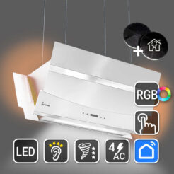KKT Kolbe - 489€ - Dunstabzugshaube 90cm HERMES-INSEL-908WM RGBW Ambientebeleuchtung - weiß