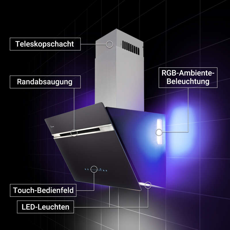 KKT Kolbe - 189€ - Dunstabzugshaube 60cm AURORA6005SE RGBW Ambientebeleuchtung – Bild 4