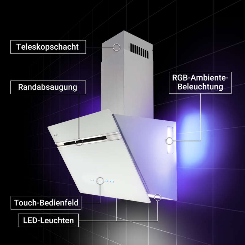 KKT Kolbe - 189€ - Dunstabzugshaube 60cm AURORA6005WED RGBW Ambientebeleuchtung – Bild 4