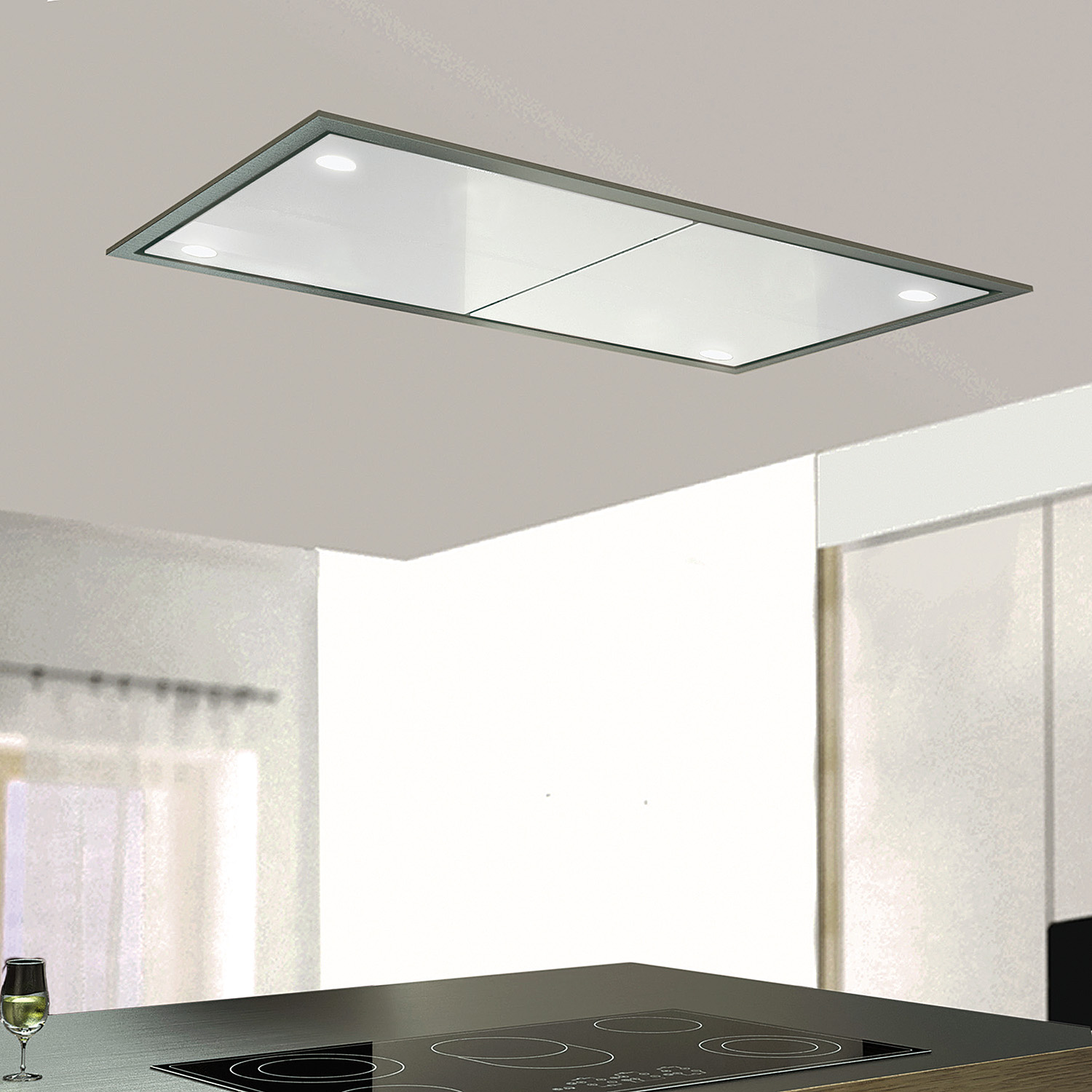 Baumann - 924€ - Carina 90 - Weißglas - Deckenhaube - 90 x 60 cm