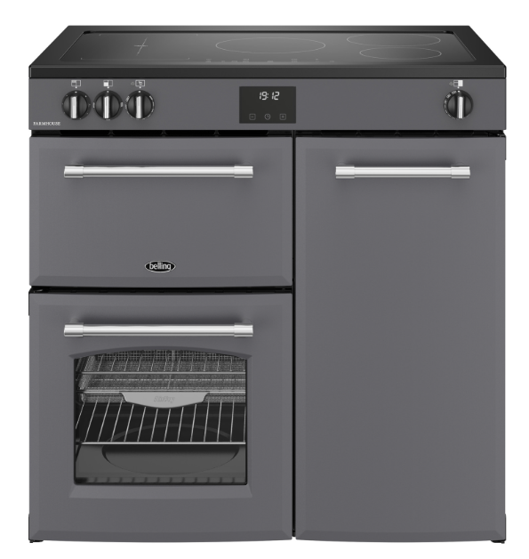 Belling Farmhouse RCA 90 Ei Standherd 90 cm Induktion mit 3 Backöfen Anthrazit