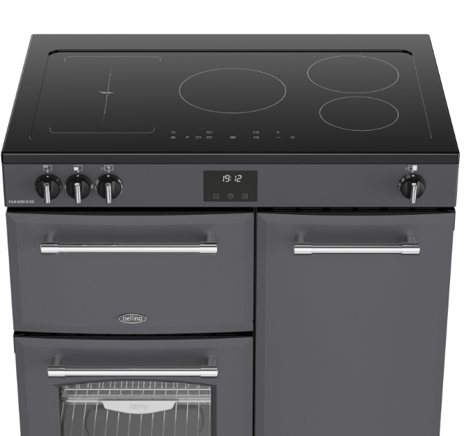 Belling Farmhouse RCA 90 Ei Standherd 90 cm Induktion mit 3 Backöfen Anthrazit – Bild 5