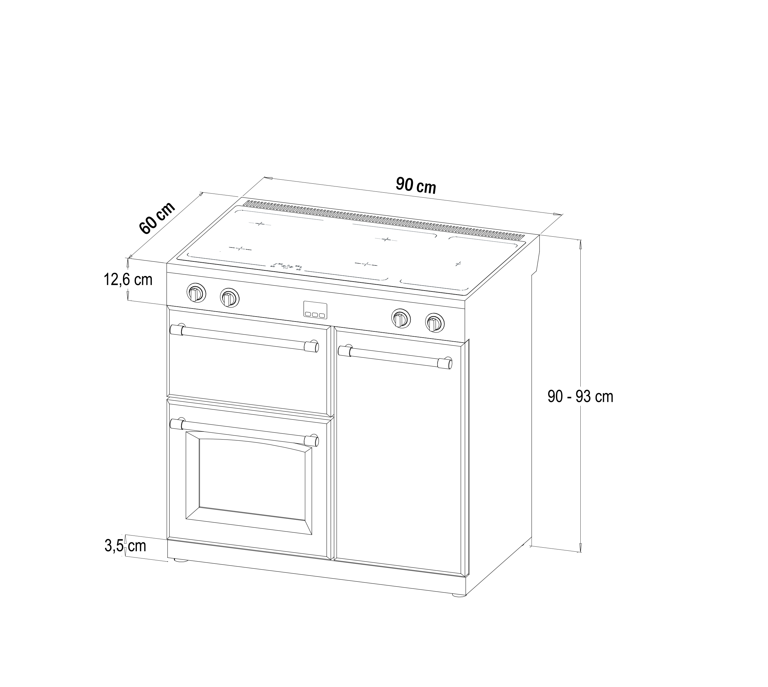 Belling Farmhouse RCA 90 Ei Standherd 90 cm Induktion mit 3 Backöfen Anthrazit – Bild 8